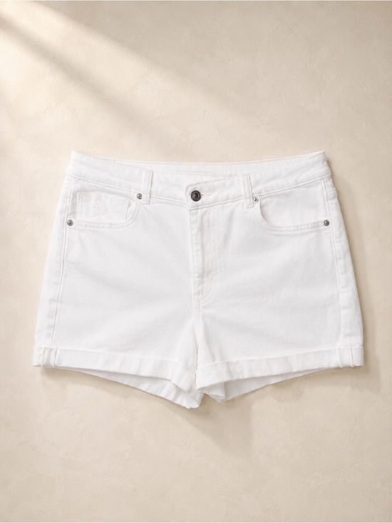 American Eagle Outfitters Pants - American Eagle White Mom Shorts High Rise Stretch Denim Cuffed Summer Size 12